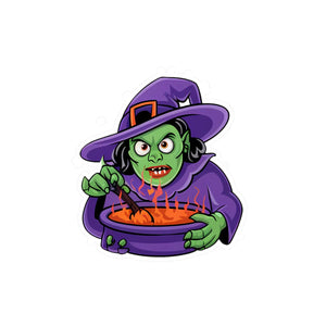 Magical Witch Cooking Vinyl Decal - Kiss-cut Border - Dipaliz - Decorative Stickers