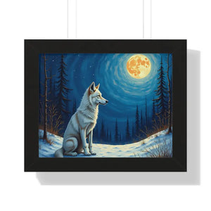 Wild Wolf Art Canvas Serene Night Framed Poster - Dipaliz - 14″ x 11″ / Black - Prints