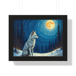 Wild Wolf Art Canvas Serene Night Framed Poster - Dipaliz - 16″ x 12″ / Black - Prints