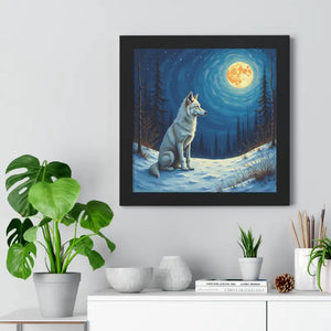 Wild Wolf Art Canvas Serene Night Framed Poster - Dipaliz - 16″ x / Black - Prints