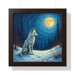 Wild Wolf Art Canvas Serene Night Framed Poster - Dipaliz - 16″ x / Walnut - Prints