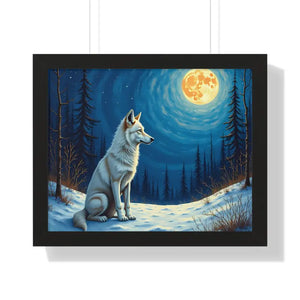 Wild Wolf Art Canvas Serene Night Framed Poster - Dipaliz - 20’’ x 16’’ / Black - Prints
