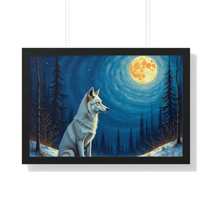 Wild Wolf Art Canvas Serene Night Framed Poster - Dipaliz - 30’’ x 20’’ / Black - Prints