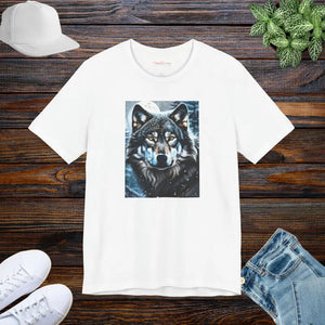 T-shirt - Wolf in Winter Night Jersey Short Sleeve Tee - Dipaliz White / s