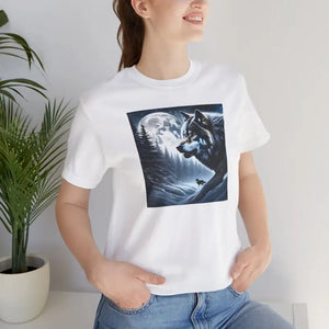T-shirt - Unisex Jersey Short Sleeve Tee Wolf Moon Winter Night - Dipaliz