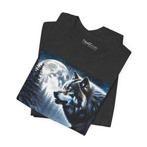 T-shirt - Unisex Jersey Short Sleeve Tee Wolf Moon Winter Night - Dipaliz