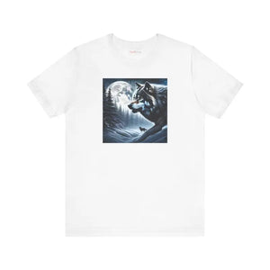 T-shirt - Unisex Jersey Short Sleeve Tee Wolf Moon Winter Night - Dipaliz