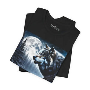 T-shirt - Unisex Jersey Short Sleeve Tee Wolf Moon Winter Night - Dipaliz