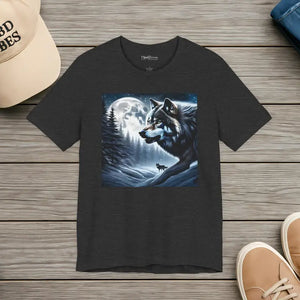 T-shirt - Unisex Jersey Short Sleeve Tee Wolf Moon Winter Night - Dipaliz