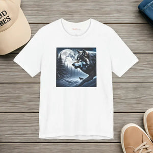 T-shirt - Unisex Jersey Short Sleeve Tee Wolf Moon Winter Night - Dipaliz White / s
