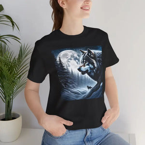 T-shirt - Unisex Jersey Short Sleeve Tee Wolf Moon Winter Night - Dipaliz