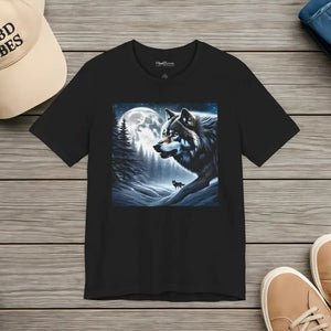T-shirt - Unisex Jersey Short Sleeve Tee Wolf Moon Winter Night - Dipaliz
