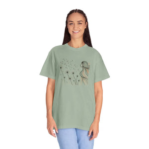 Relaxed Garment Dyed Tee - Woman and Dandelions - Dipaliz - T-shirts