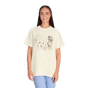 Relaxed Garment Dyed Tee - Woman and Dandelions - Dipaliz - T-shirts
