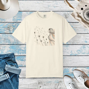 Relaxed Garment Dyed Tee - Woman and Dandelions - Dipaliz - T-shirts