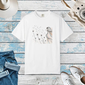 Relaxed Garment Dyed Tee - Woman and Dandelions - Dipaliz - T-shirts