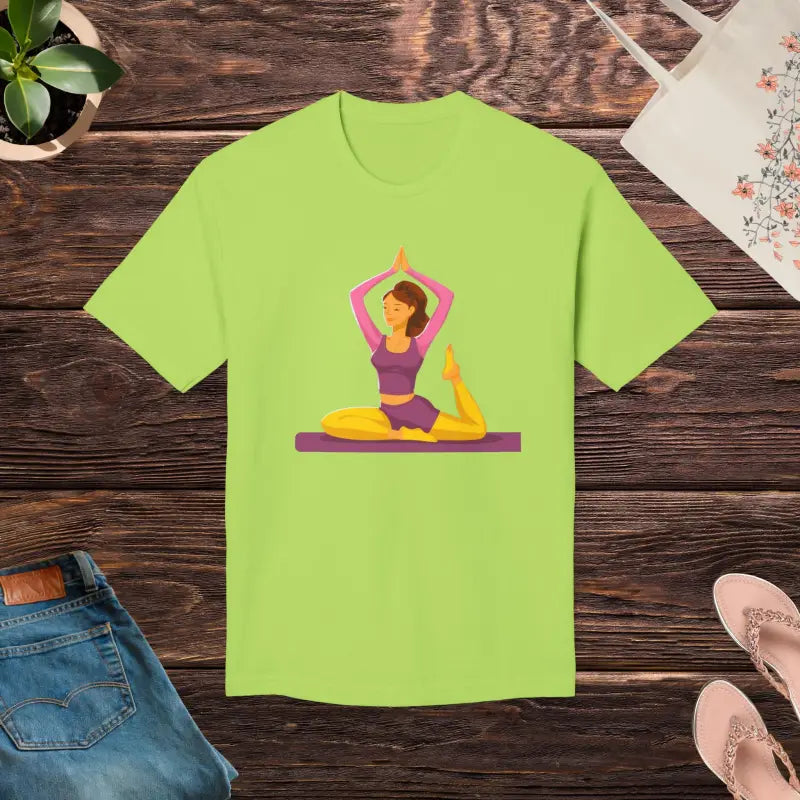 Unisex Yoga Tee in Premium Cotton Comfort Made the Usa - Lime Green / s T-shirt