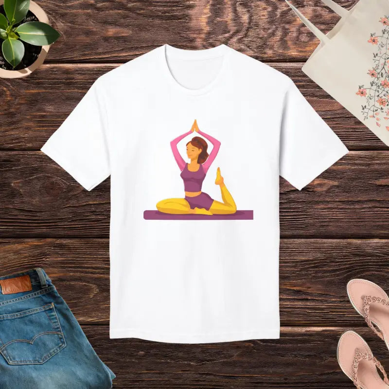 Unisex Yoga Tee in Premium Cotton Comfort Made the Usa - White / s T-shirt