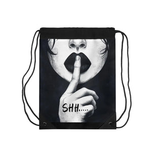 Durable Drawstring Gym Bag - Woman with Fingers on Lips - Dipaliz - School Backpacks