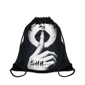 Durable Drawstring Gym Bag - Woman with Fingers on Lips - Dipaliz - School Backpacks