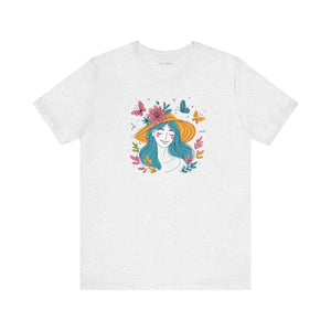 Whimsical Flower Hat Tee - Butterflies Unisex Jersey - Dipaliz - T-shirts
