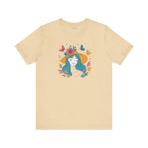 Whimsical Flower Hat Tee - Butterflies Unisex Jersey - Dipaliz - T-shirts