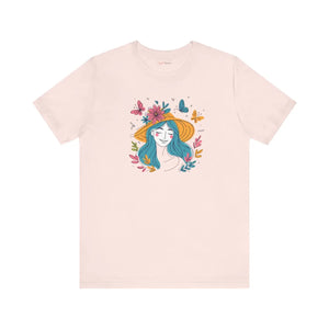 Whimsical Flower Hat Tee - Butterflies Unisex Jersey - Dipaliz - T-shirts