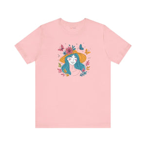 Whimsical Flower Hat Tee - Butterflies Unisex Jersey - Dipaliz - T-shirts