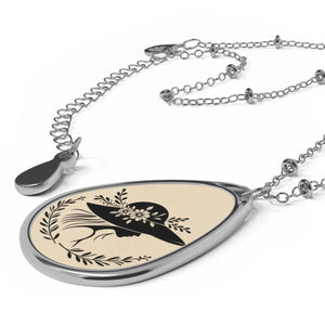 Stylish Oval Necklace - Flower Hat Flair Zinc Alloy - Dipaliz - Necklaces