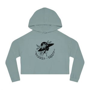 Pastel Flower Heart Cropped Hooded Sweatshirt - Dipaliz - Hoodies