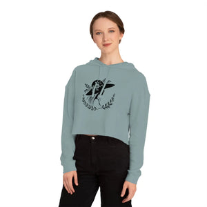 Pastel Flower Heart Cropped Hooded Sweatshirt - Dipaliz - Hoodies