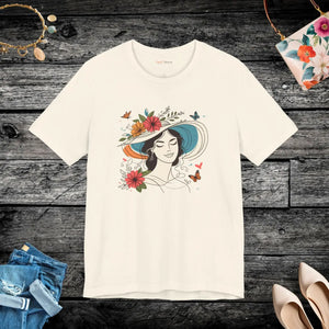 Soft Unisex Jersey Tee Woman with Flowers Design - Dipaliz - T-shirts