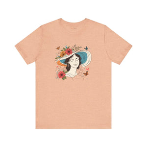 Soft Unisex Jersey Tee Woman with Flowers Design - Dipaliz - T-shirts