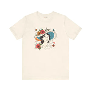 Soft Unisex Jersey Tee Woman with Flowers Design - Dipaliz - T-shirts