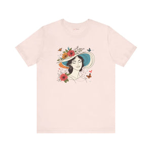 Soft Unisex Jersey Tee Woman with Flowers Design - Dipaliz - T-shirts