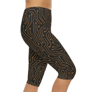 Premium Circuit Print Capri Leggings - Yoga - Dipaliz