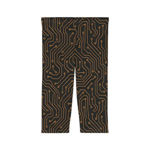 Premium Circuit Print Capri Leggings Tech Style Active - Dipaliz