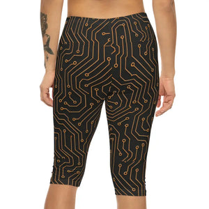 Premium Circuit Print Capri Leggings Tech Style Active - Dipaliz