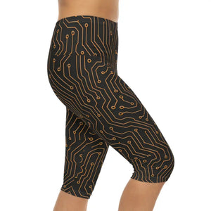 Premium Circuit Print Capri Leggings Tech Style Active - Dipaliz