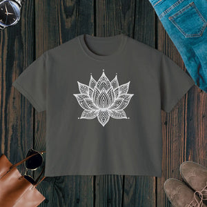 Oversized Muscle Tee Flowy Rolled Cuffs Lotus Print Dipaliz - T-shirts