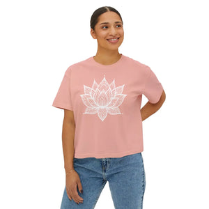 Oversized Muscle Tee Flowy Rolled Cuffs Lotus Print Dipaliz - T-shirts