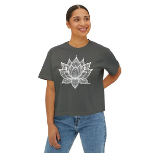 Oversized Muscle Tee Flowy Rolled Cuffs Lotus Print Dipaliz - T-shirts