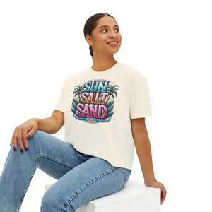 Boxy Tee with Flowy Rolled Cuffs Summer Beach Style - Dipaliz - T-shirts