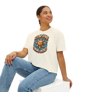 Boxy Tee Flowy Rolled Cuffs Sunshine Vibes - Dipaliz - T-shirts