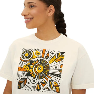 Boxy Tee Flowy Rolled Cuffs Sunshine Comfort Style - Dipaliz - T-shirts