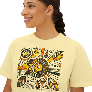 Boxy Tee Flowy Rolled Cuffs Sunshine Comfort Style - Dipaliz - T-shirts