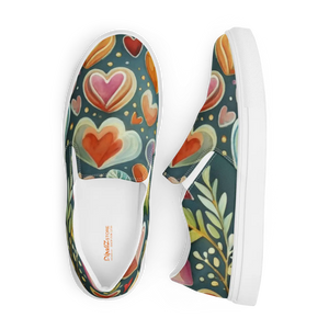 Vibrant Women’s Slip on Shoes - Colorful Hearts Canvas - Dipaliz - Sneakers