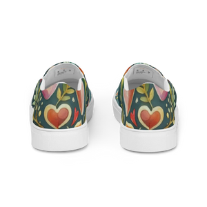 Vibrant Women’s Slip on Shoes - Colorful Hearts Canvas - Dipaliz - Sneakers