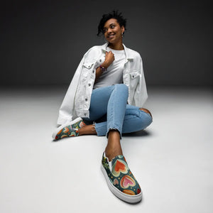 Vibrant Women’s Slip on Shoes - Colorful Hearts Canvas - Dipaliz - Sneakers