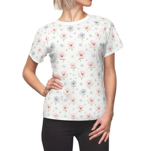 Floral Pattern Women’s Tee Aop Cut & Sew Comfort Style - Dipaliz - Xs / White Stitching / 4 Oz. - T-shirts
